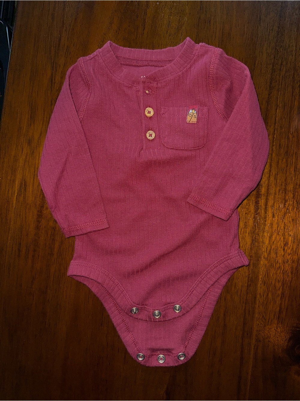 Long-Sleeve Pink Baby One-Piece Bodysuit